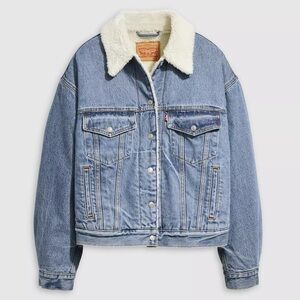 Levi's Women's Blue Denim Jacket with White Collar